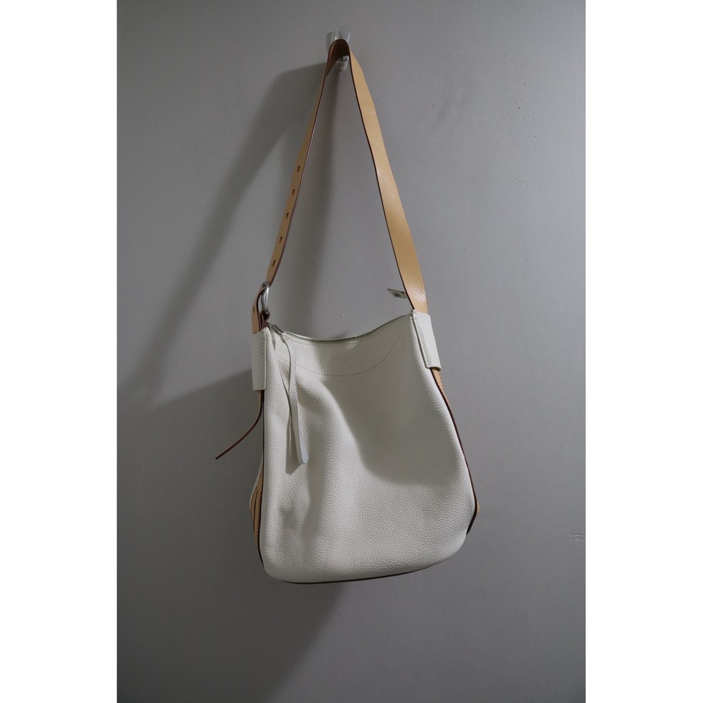 Rag & Bone Belize Bucket Bag White Pebbled Leather Shoulder Bag Tan